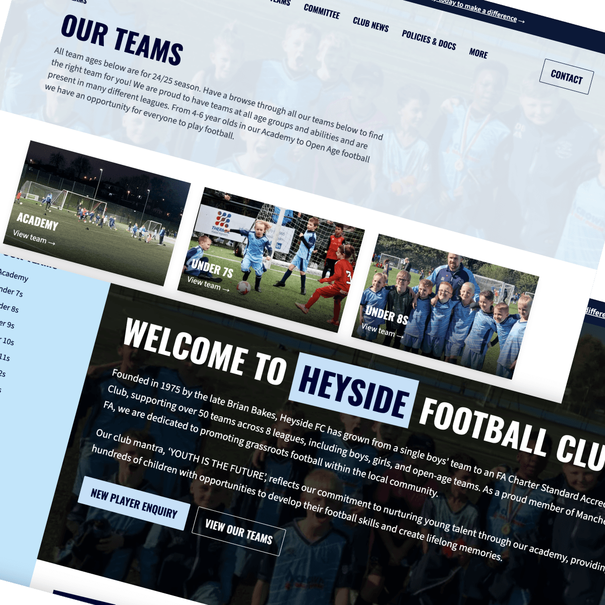 Heyside FC: Modern Website Redesign and Improved User Experience